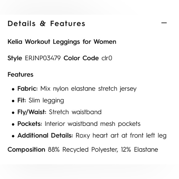 Roxy KELIA work out leggings!! Brand new with the tags!! - Picture 3 of 7